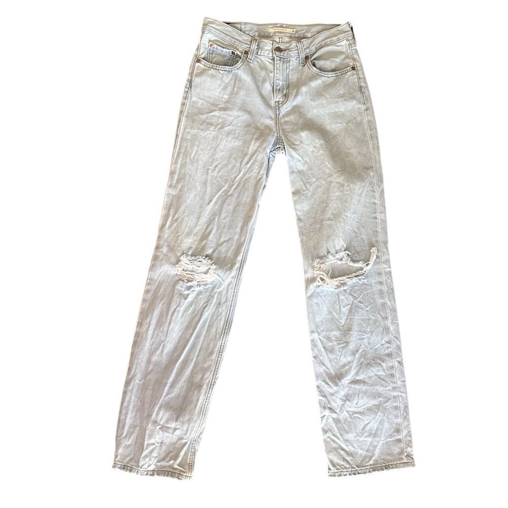 Levi's Low Pro Straight Leg Light Wash Distressed Jeans Size 26